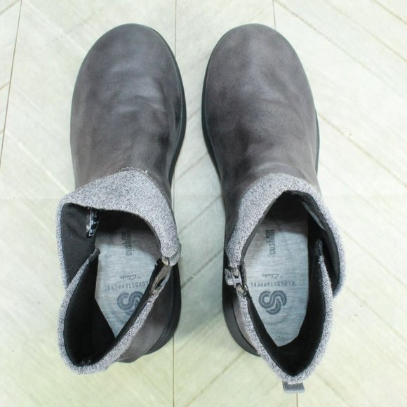Clarks Sillian Dark Gray Leather Side Zip Casual Ankle Boots Size 7 M - Picture 7 of 9